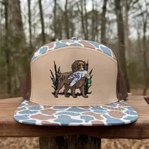 7 Panel- Boykin Mallard Bottomland Camo snapback, Embroidered Duck Leave Brackish and White Camo Collection Hat Gift for him
