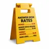 Funny Office A-Frame Sign “Answer Desk Rates” – Humorous Work Desk Decor Plaque, Meme Business Price List Prop, Viral Office Gag Gift