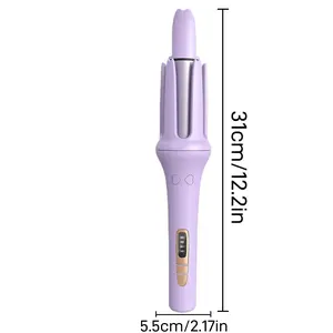 Pink/Purple 32mm(1.25in) Automatic Hair Curler Iron with LED Display - Ceramic Heating, 4 Heat Settings, Tangle-Free, Burn-Proof, 110V, French Curl Tool for Lazy People, No Hair Sticking Flawless curling irons hair curler diffuser curly hair