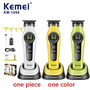 Professional Men's Rechargeable Hair Clipper Km-1595, DLC Coated Blade, Rounded Blade Tips,Self-Sharpening Blades,Adjustable Speed 6000-8000 Rpm, USB Charging, Portable, Includes 3 Combs
