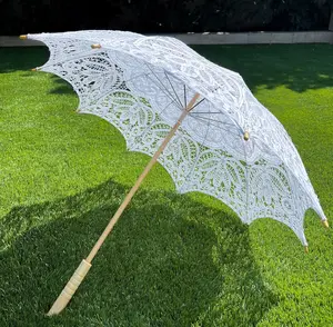 Handmade Detailed Full Lace Cotton Victorian Lace Umbrella Parasol Gift or Decoration with Elegant Design and Unique Craftsmanship