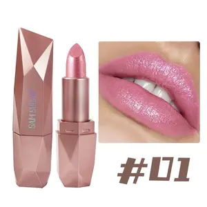 Water Resistant Shimmer Lipstick for Daily Makeup, Hydrating Glossy Lip Color with Soft Shine Effect, Portable Cosmetic for Work, Dates and Gatherings