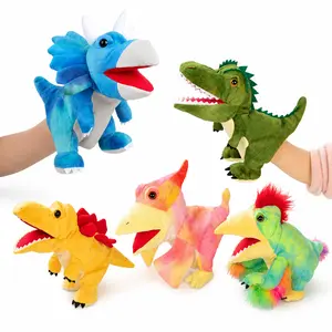 5 Styles Dinosaur Hand Puppet Soft Plush Dino Toy for Kids Storytelling, Role Play, Family Playtime and Classroom Activities