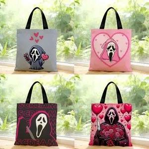 Scream movie horror cute Storage Bags Canvas Bags Series Print Bag Lightweight Shoulder High Appearance Large Capacity Minimalist  Soft Fabric Bag Shopping Bags