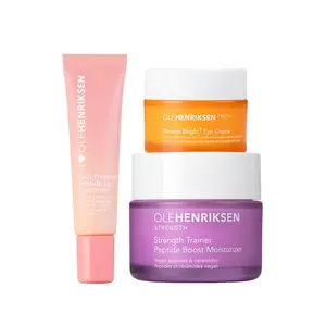 Ole Essentials - Pout Preserve Peptide Lip Treatment, Banana Bright+ Eye Crème + Strength Peptide Moisturizer Trio