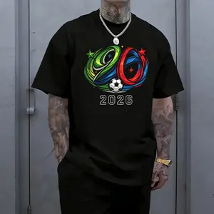 Trendy football-style men’s short-sleeve T-shirt featuring vibrant, sleek numeric creative print; eye-catching pattern design; relaxed, comfortable fit; breathable, skin-friendly fabric; street casual style suitable for everyday outings and fan outfits.
