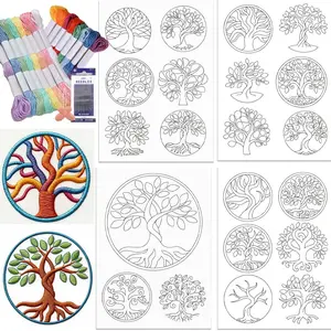 Water-Soluble Embroidery Stabilizer Rods and Pre-Printed Life Tree Paper, DIY Sewing Supplies for Beginners and Craft Enthusiasts
