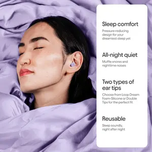 Loop Dream – Silicone/Memory Foam Earplugs for Sleep Comfort |   Comfortable Ear Plugs for Snoring Blocking & Sleeping |   Customized Fit |   27dB (SNR) Noise Reduction