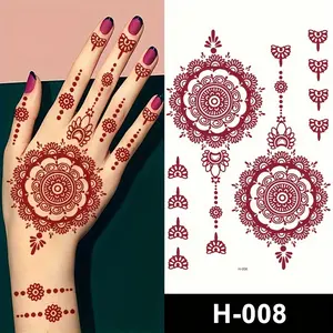 3pcs Waterproof Nail Art Stickers, Women's Hand Tattoo Decals, Temporary Fake Tattoos Sticker Henna for Weddings Parties Holidays, Fashion Mehndi Design