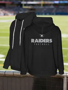 Men's Oakland Raiders Hooded Sweatshirt, Sporty Casual Breathable Fabric, Best Gift, Fitted Geometric Design, Long Sleeve, All Seasons