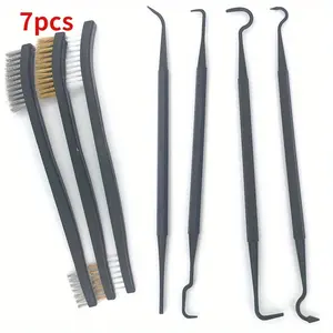 7pcs Car cleaning brush tool -3 double headed wire cleaning brushes, 4 double headed hooks multifunctional car cleaning tool Car Cleaning Kit Car Detailing Tools