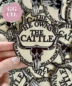 He Owns The Cattle Patch, Christian Hat Patch, Embroidered Patch, Trucker Hat Patch, Iron On, Trendy Hat Patch, Jesus Patch.