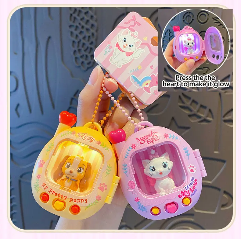 Disney Cat & Dog Series Cute Pet Backpack Keychain - Official Licensed, Glowing Keychain, Tom and Jerry & Lady and the Tramp Backpack Charm, Giftable Collectible