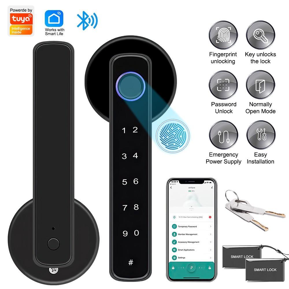 vUpgraded Door Lock Biometric Fingerprint Bluetooth Password Keyless Keypad Entry