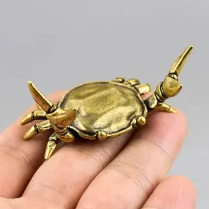 Pure Brass Crab Feng Shui Ornament, Attracts Wealth and Luck, Ideal for Home Decor, Office, Business Prosperity, Miniature Desk Decoration, Table Ornament