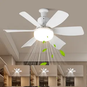 2026 New E27 Ceiling Fan Light, 20.5 Inch Socket Fan Light, Adjustable Dimmable, Remote Control, 3 Color Temperatures, Bedroom/kitchen/living Room/garage/hallway
