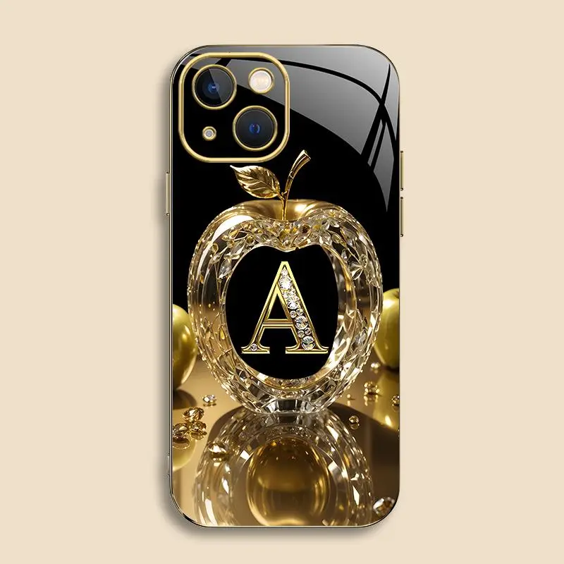 Suitable for [iPhone 14 Plus] New high-end gold letter electroplated gold edge mobile phone case new business simple explosion-proof mobile phone case affordable anti-fall anti-fingerprint 995