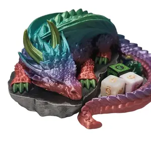 Dragons Horde Dice Holder Decorative Dice Tray Colorful Dragon Design for Gaming Enthusiasts