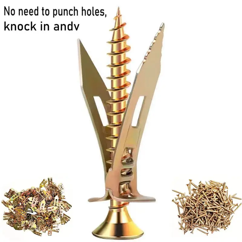 100pcs Galvanized Steel Self Drilling Drywall Anchors and Screws - Stronger Load-Bearing Capacity for Picture Frames, Decorations, and Closets