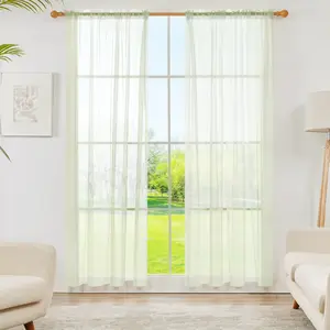 Deconovo Decorative Rod Pocket Sheer Curtains Voile Window Panels for Girls Room (2 Panels)