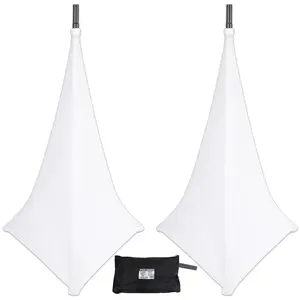 ProX X-SP3SC-WX2 Three Sided White Lycra Speaker Stand Cover Scrim (Pair)