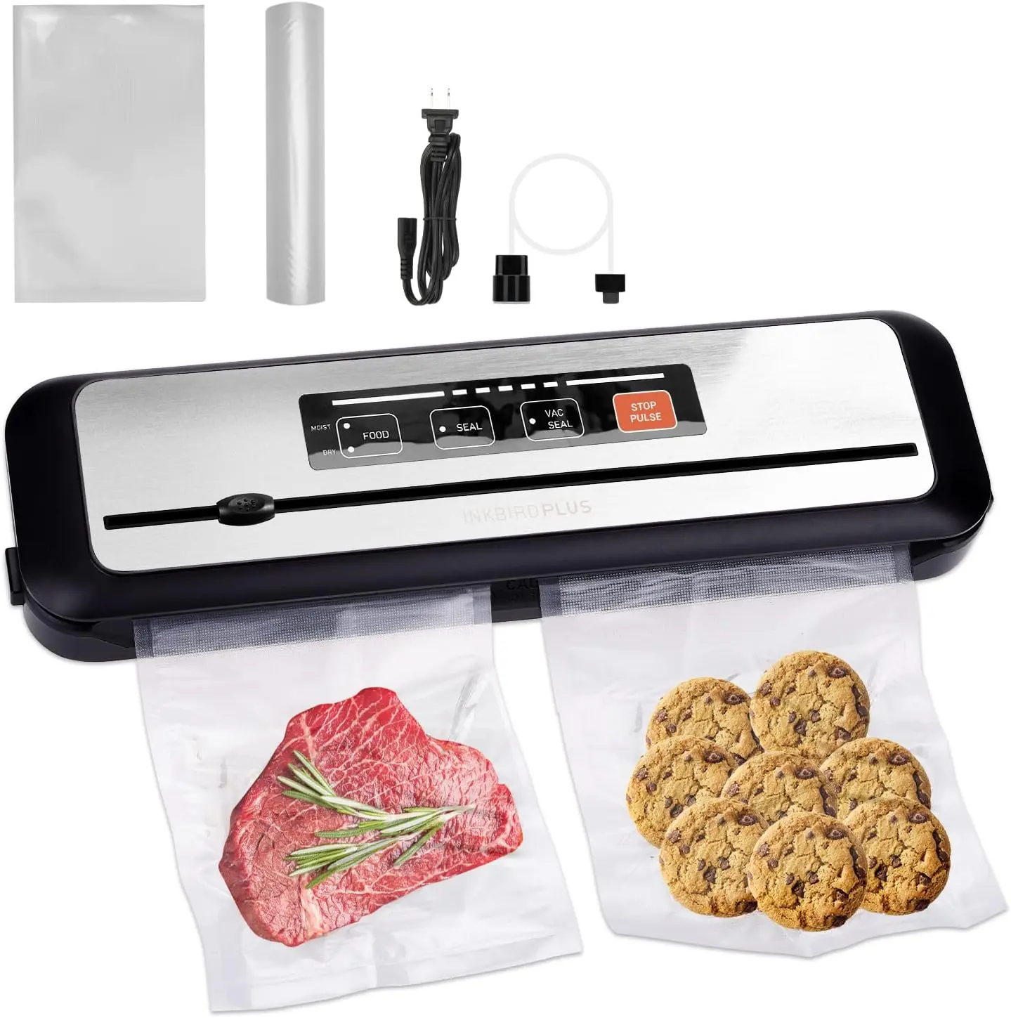 Inkbird Food Vacuum Sealer - Kitchen Utensil with Built-In Cutter, Dry/Wet Sealing Modes, ABS Construction, Easy to Clean & Store for Meat, Vegetable Preservation