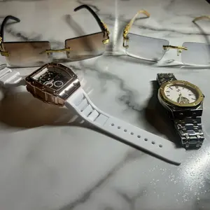 Luxury Rimless Glasses & Watch Bundle  Trendy Y2K Accessories Set