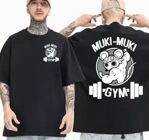 Anime Demon Slayer Uzui Tengen Print T-shirts Unisex Funny Ninja Mice Muki Muki Gym T Shirt Muscular Mouse Oversized T-shirt
