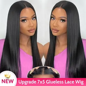 [7x5 Lace] Yawawe HAIR HD Lace Straight Wear And Go Glueless Wigs Bleached Tiny Knots Pre Cut Lace Front Human Hair Wigs