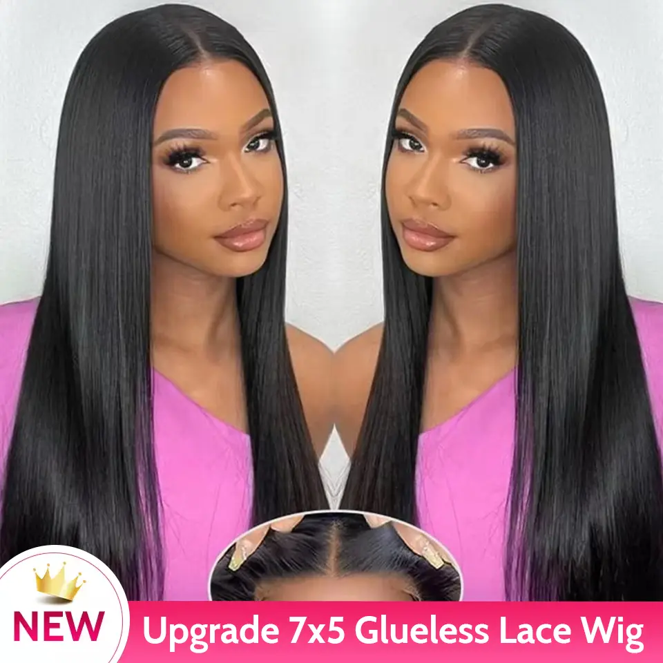 [7x5 Lace] Yawawe HAIR HD Lace Straight Wear And Go Glueless Wigs Bleached Tiny Knots Pre Cut Lace Front Human Hair Wigs