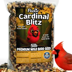 5lbs Cardinal Bird Seed – Premium Cardinal Bird Seed Mix Curated for Cardinals & Also Loved by Blue Jays & Woodpeckers – Long Lasting, All Natural, No Fillers, USA Made