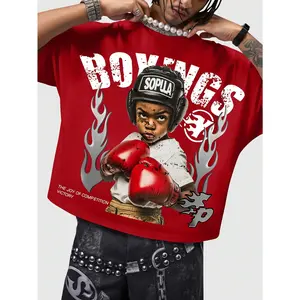 Men's Casual Graphic Tee, Crew Neck Short Sleeve T-Shirt, Letter & Cartoon Character Printed Top