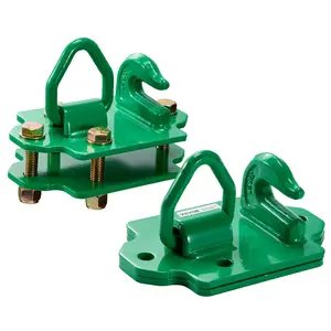 VEVOR 3/8" Tractor Bucket Hooks with Tie Down Ring, Grade 70 Forged Steel 2 Pack Bolt-On Grab Hook with Back Plates Work Well for Tractor Bucket RV UTV Truck Maximum Break Strength 15,000 lbs, Green