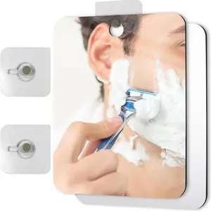 Anti-Fog Shower Mirror with Detachable Razor Holder, Strong Suction Cup, Shatterproof Anti-Fog Bathroom Mirror, Durable Design