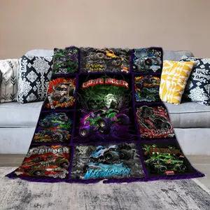 monster-jam-Flannel Throw Blanket for Girls Boys- Ultra Soft, Anti-Shrink & Wrinkle-Resistant ,Quick-Dry, Machine Washable Cozy Throw ,Perfect Gift for Kids Adults, Anti-Wrinkle, Double-Sided, Multi-Size