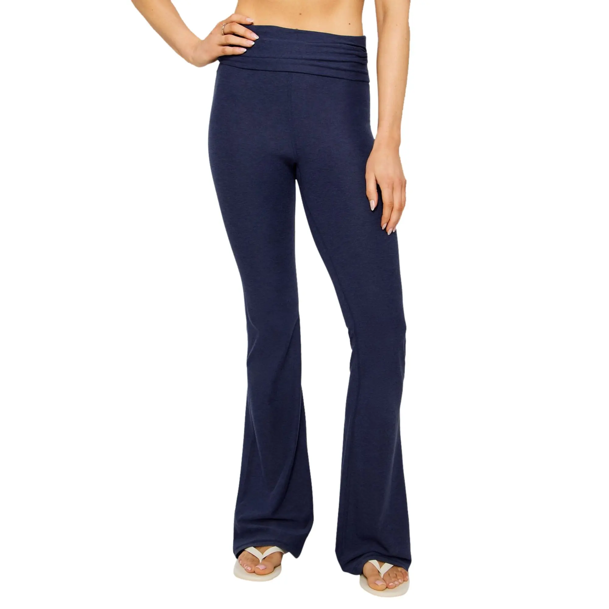 Fabletics Women's Soft Cloud Jersey Spandex Foldover Flared Bottom, Pair with Crop Tops for Casual Wear