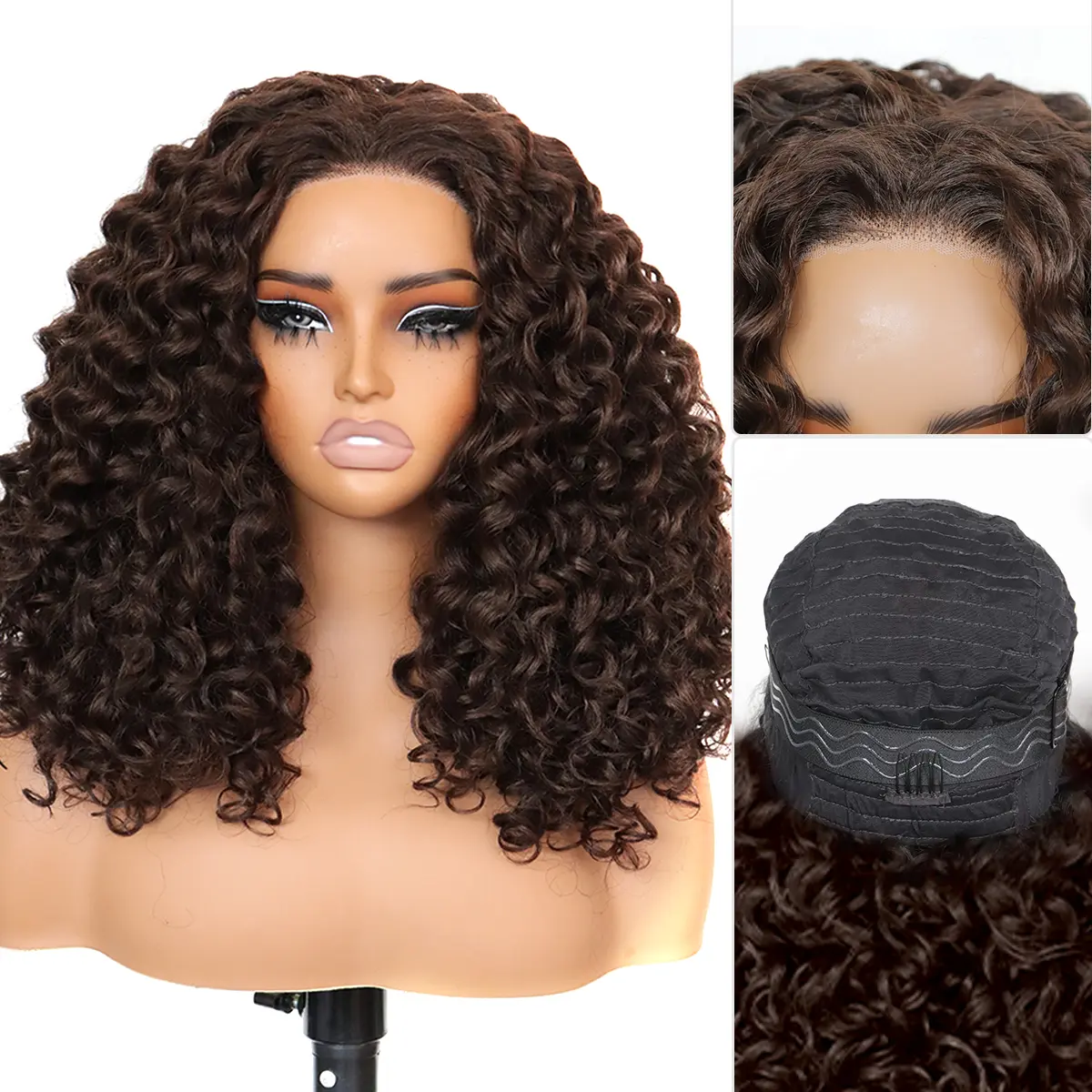 U&A Hair 250% Density 4x6 Glueless Lace Front Curly Wig Pre Plucked Pre Cut Tiny Knots, Wear and Go Fluffy Wig