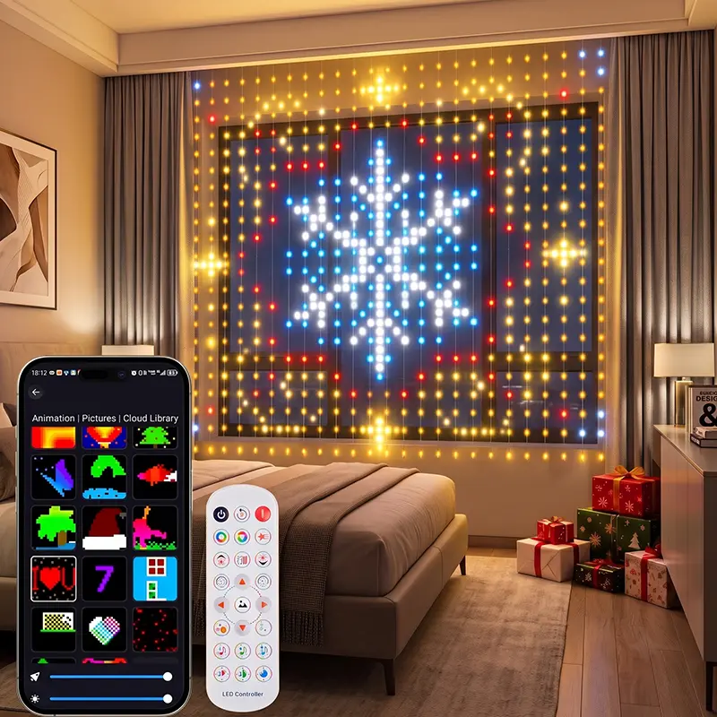 LED Curtain Lights: A set of USB-powered, dimmable LED curtain light strings   Supports app-controlled RGB doodling to create custom text and patterns   Ideal for home decor, girls' bedrooms, and prince-themed rooms