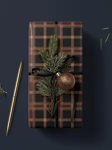 Brown Plaid Wrapping Paper Holiday Gift Wrap Christmas Present Wrapping Idea Christmas Party Gifts Vintage Wrapping Papers Premium