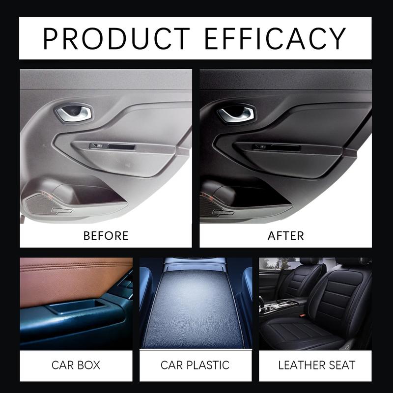Car Interior Polish Cleaner, Interior Plastic and Leather Restorer, Deep Cleaning Shine and Renew Spray, Removes Dirt Grime and Stains, Protects Against Dust Fading and Aging, Long Lasting Gloss Auto Interior Care for Dashboard Door Panel and Trim