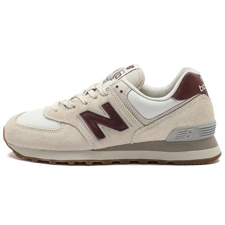 New Balance 574 Moonbeam Burgundy Retro Cushioned Breathable Low Top Running Shoes Off White Women's WL574RCF