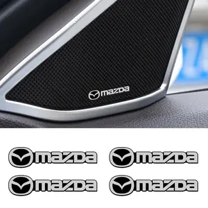 4pcs 3D Aluminum Speaker Stereo Badge Emblem Stickers for Mazda 2 3 Ms 6 Cx-5 Cx5, Car Audio Accessory Decals