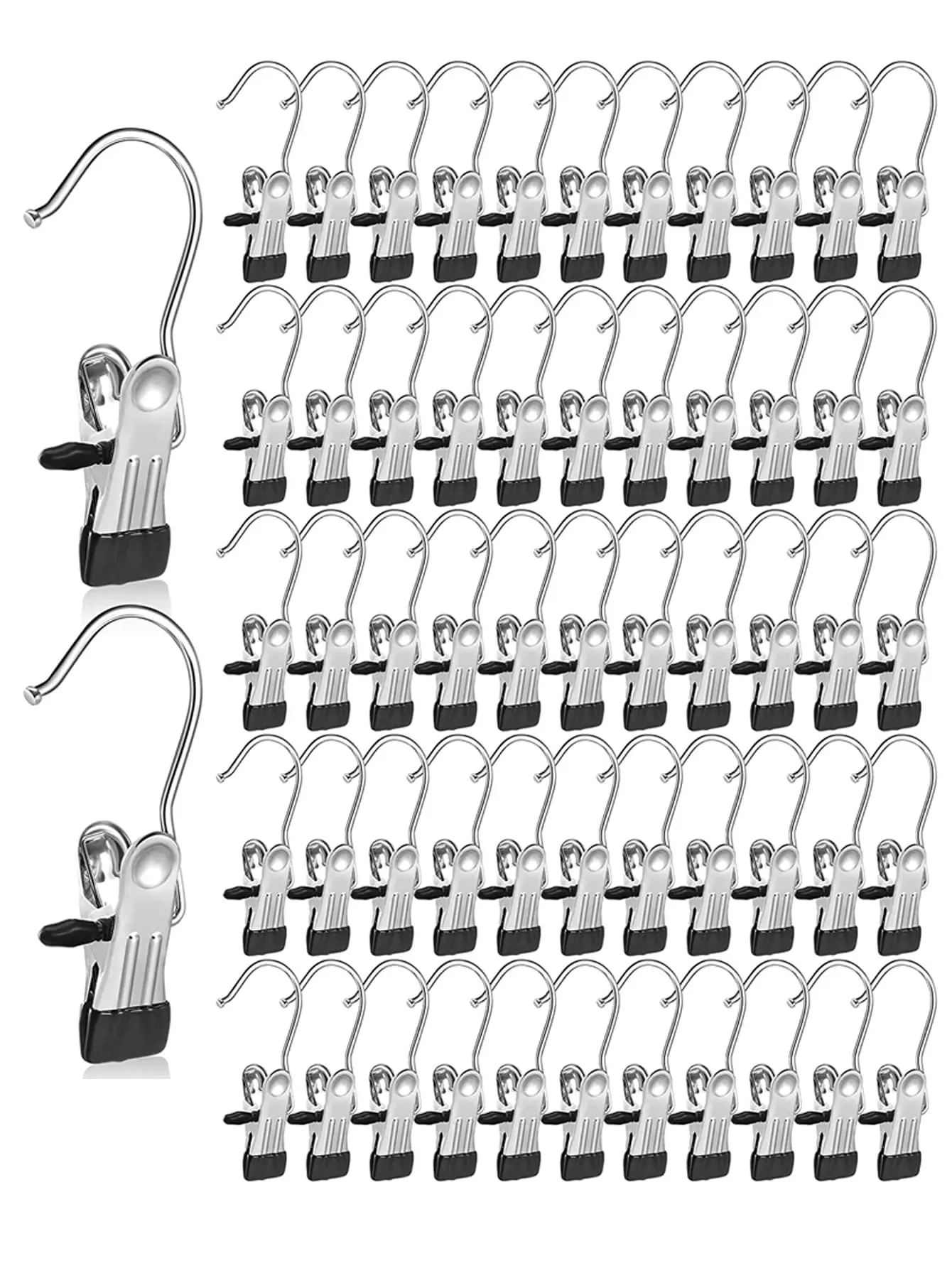 20Counts Boot Hangers Clips, Premium Hooks Hanging Clips, Heavy Duty Closet Hanger Organizer for Home Travel , Multi-Purpose Clips for Laundry Clothes Accessories，black