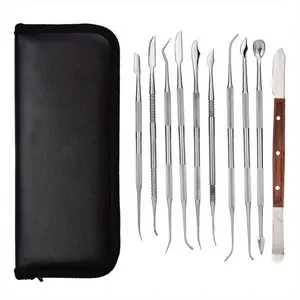 10-Piece Stainless Steel Wax Carving Set, Pottery and Polymer Clay Tools, Sculpting Kit with Carry Case, Essential Art Supplies