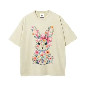 Unisex Retro Happy Easter Bunny Comfort Colors Vintage Washed Short Sleeve T-Shirt-ldeal ForEaster PartyTee