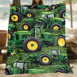 One Piece of Tractor-Themed Blanket - a Lightweight Flannel Throw Suitable for Sofa, Bed, Travel, Living Room, Office, And Chair - Features Digital Print on Soft And Warm Fabric, Perfect As a Gift for Loved Ones.