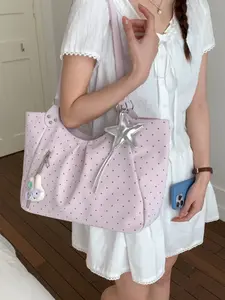 Polka Dot Tote Bag for Women, Large Capacity Shoulder Bag, Casual Commuter Bag, College Student School Bag, Versatile Crossbody Bag, Everyday Bag