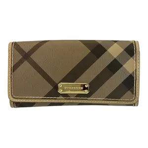 Pre-owned BURBERRY Rubber Small Leather Goods Check PVC Long Wallet