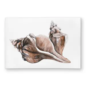 Begin Home Decor C1ROAR460NVBJI 4 x 6 ft. Coral Horse Conch Seashells Rug - Neutral Sea Bathroom Decor - Rectangle