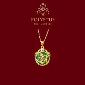 [38.5mm with 24mm Dragon pendant inlaid with agate]【FOLYSTUY (YNK16)】Fashion jewelry, unisex trendy fashion